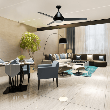 KENDRICK 52 inch 3 - Blade Best Ceiling Fan with LED Light Kit & Remote Control - Black/Black - LEDMyPlace
