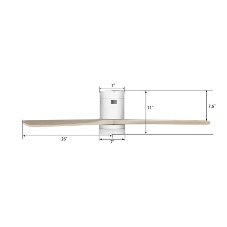 LABELLE 52 inch 3 - Blade Flush Mount Smart Ceiling Fan with LED Light & Remote - LEDMyPlace