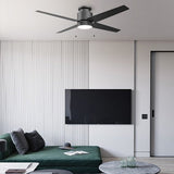 LAMONT 52 inch 4 - Blade Flush Mount Ceiling Fan with LED Light & Pull Chain - LEDMyPlace