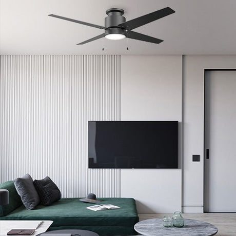 LAMONT 52 inch 4 - Blade Flush Mount Ceiling Fan with LED Light & Pull Chain - LEDMyPlace