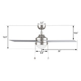 MALTA 52 inch 4 - Blade Ceiling Fan with LED Light & Pull Chain - LEDMyPlace