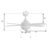 MALTA 52 inch 4 - Blade Ceiling Fan with LED Light & Pull Chain - LEDMyPlace