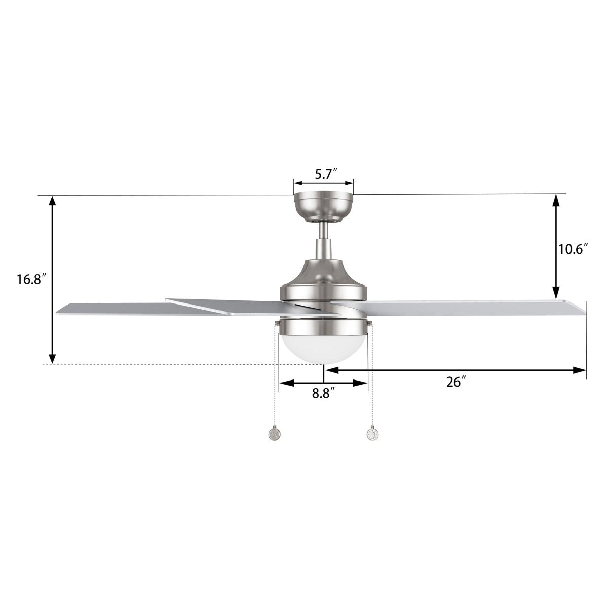 MALTA 52 inch 5 - Blade Ceiling Fan with LED Light & Pull Chain - LEDMyPlace