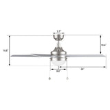 MALTA 52 inch 5 - Blade Ceiling Fan with LED Light & Pull Chain - LEDMyPlace
