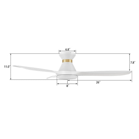 MERTON 52 inch 3 - Blade Smart Ceiling Fan with LED Light & Remote - LEDMyPlace