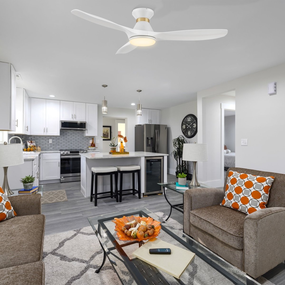 MERTON 52 inch 3 - Blade Smart Ceiling Fan with LED Light & Remote - LEDMyPlace