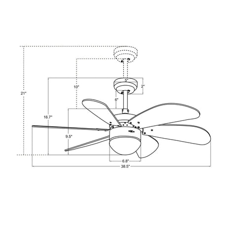 Minimus 38 - inch Indoor Best Smart Ceiling Fan with Light Kit & Wall Control, Works with Alexa/Google Home/Siri - LEDMyPlace