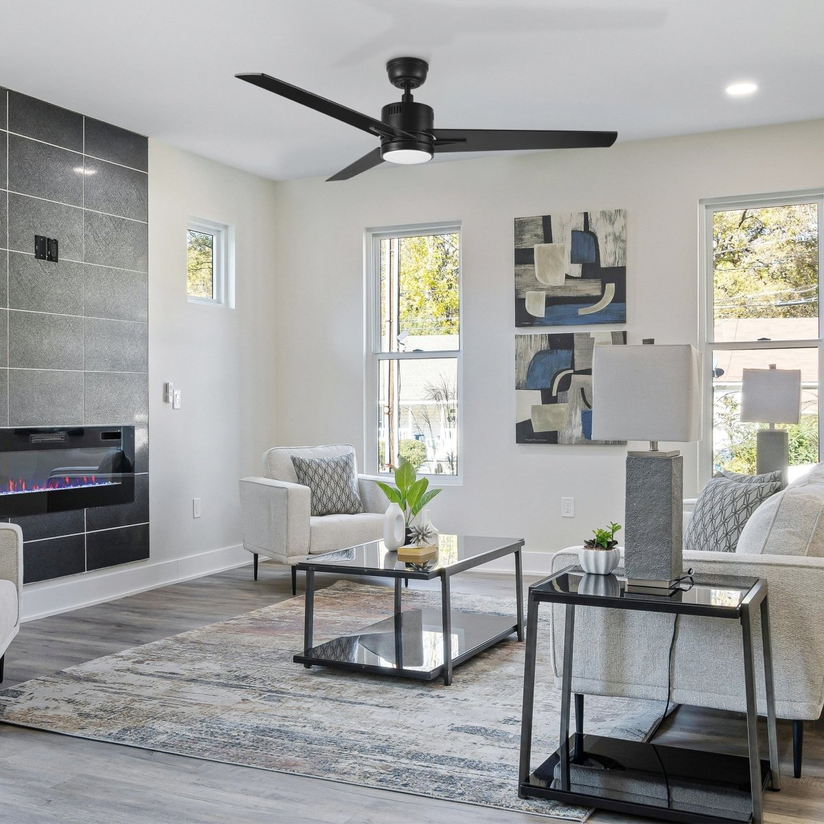 MONTGOMERY 52 inch 3 - Blade Smart Ceiling Fan with LED Light & Remote - LEDMyPlace