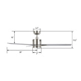 MONTGOMERY 52 inch 3 - Blade Smart Ceiling Fan with LED Light & Remote - LEDMyPlace