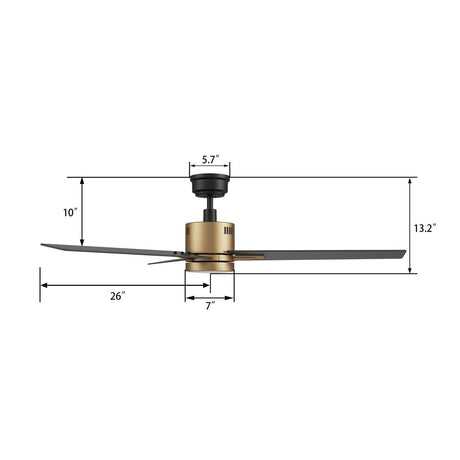MONTGOMERY 52 inch 3 - Blade Smart Ceiling Fan with LED Light & Remote - LEDMyPlace
