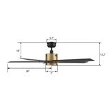 MONTGOMERY 52 inch 5 - Blade Smart Ceiling Fan with LED Light & Remote - LEDMyPlace