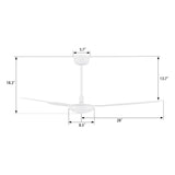 OBERON 56 inch 3 - Blade No Light Ceiling Fan with Remote - LEDMyPlace