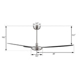 OBERON 56 inch 3 - Blade No Light Ceiling Fan with Wall Control - LEDMyPlace
