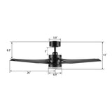 ONYX 52 inch 5 - Blade Ceiling Fan with LED Light Kit & Remote - LEDMyPlace