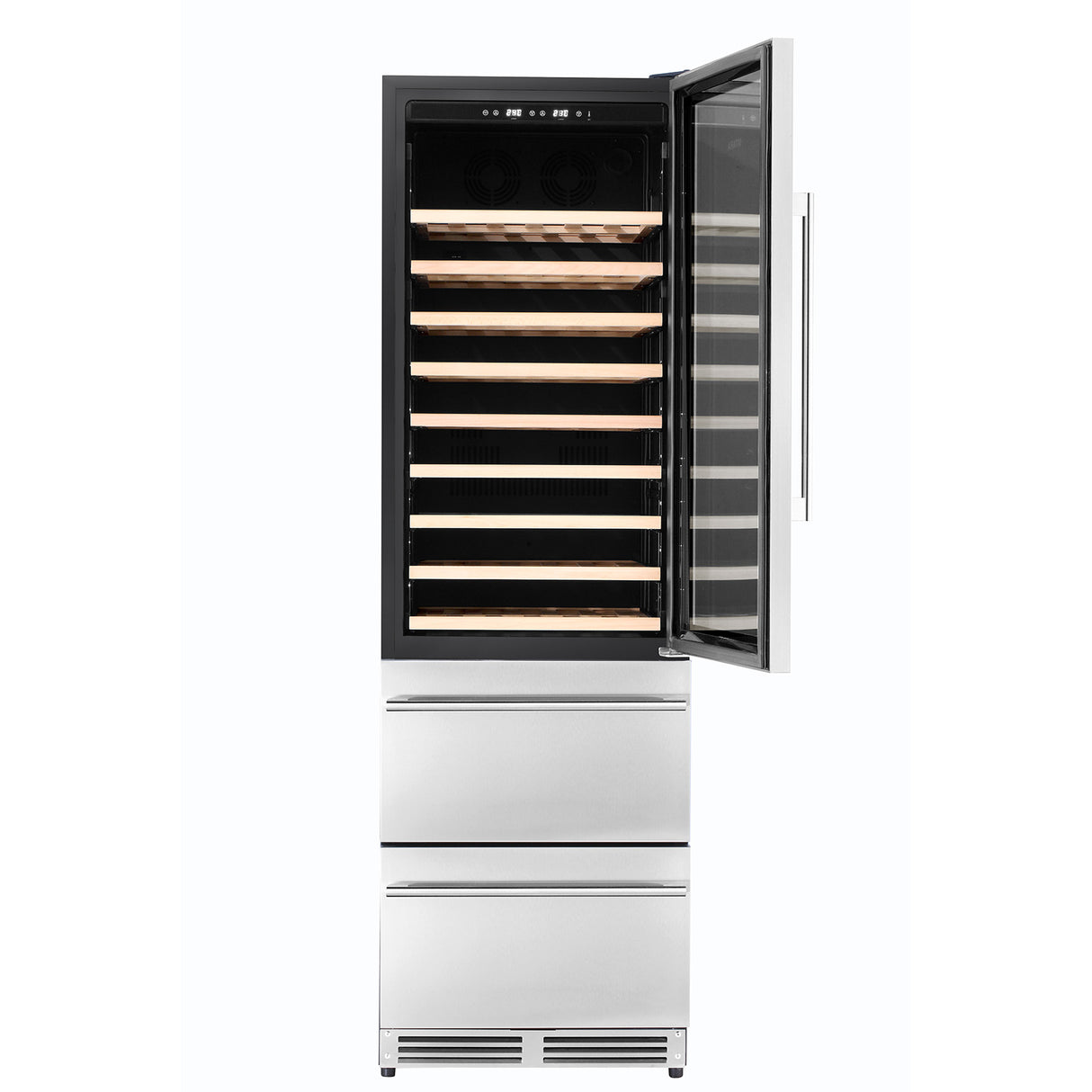 24 in. Dual Zone 108 Wine Bottles and 100 Cans Beverage & Wine Cooler in Stainless Steel