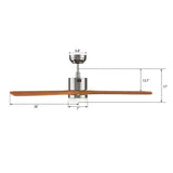 PALMER 52 inch 3 - Blade Smart Ceiling Fan with LED Light & Remote - LEDMyPlace