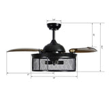 Paloma 42 Inch 3 - Blade Retractable Best Smart Ceiling Fan With Wall Switch - LEDMyPlace