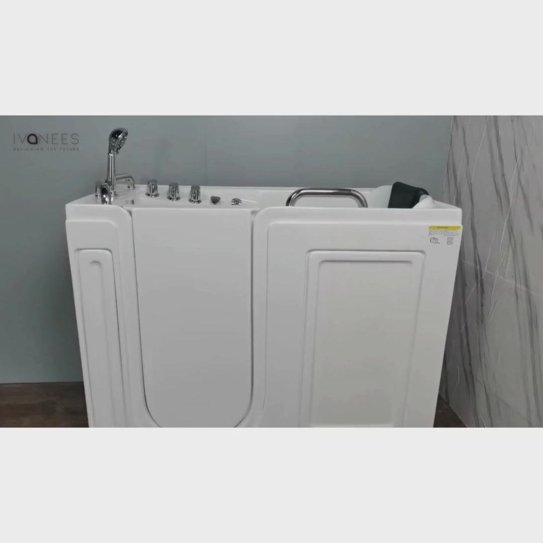 53 x 27 in. Acrylic Soaking Walk-in Whirlpool Jetted Bathtub with Left Side Door and Side Drain