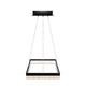 LED Pendant Light Fixture, Square, Dimmable, 3000K (Warm White), Wood and Matte Black (P1221-D4)