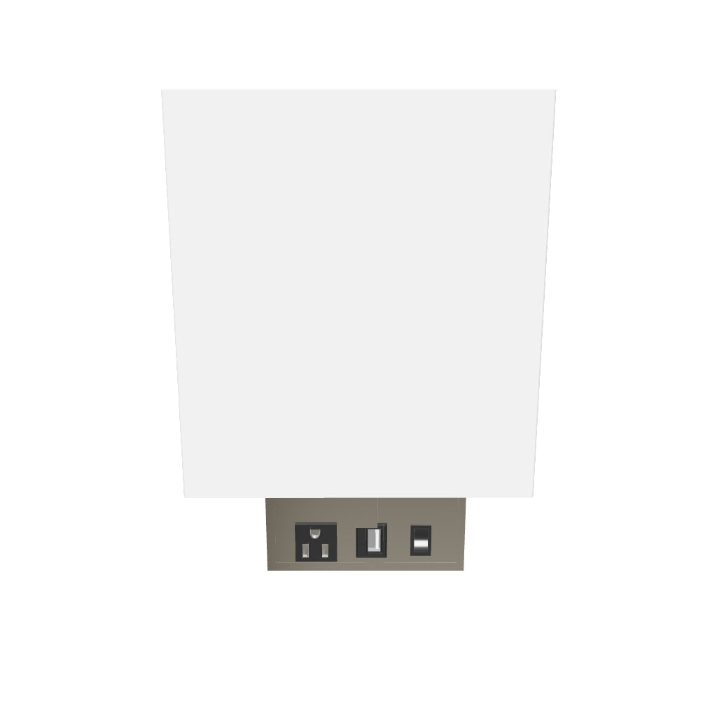 Modern LED Wall Sconce With 1 USB, 1 Switch, 1 Outlet - ETL Listed, Satin Nickel Finish W/ White shade