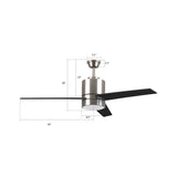 Raiden 52 Inch 3 - Blade Best Smart Ceiling Fan With Led Light Kit & Best Smart Wall Switch - Silver/Black & Light Wood (Reversible Blades) - LEDMyPlace