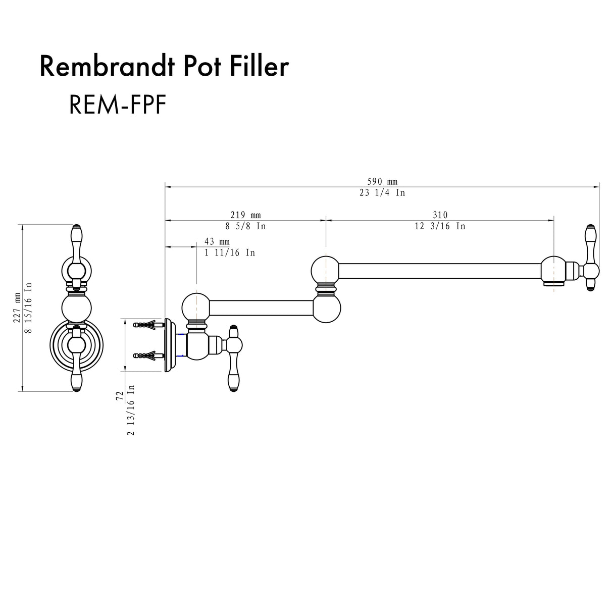 ZLINE Rembrandt Pot Filler in Matte Black (REM-FPF-MB)