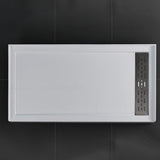 60" x 76" Frameless Shower Door - Acrylic Shower Pan with Linear Drain - Shower Kit with 5pc Shower Wall System