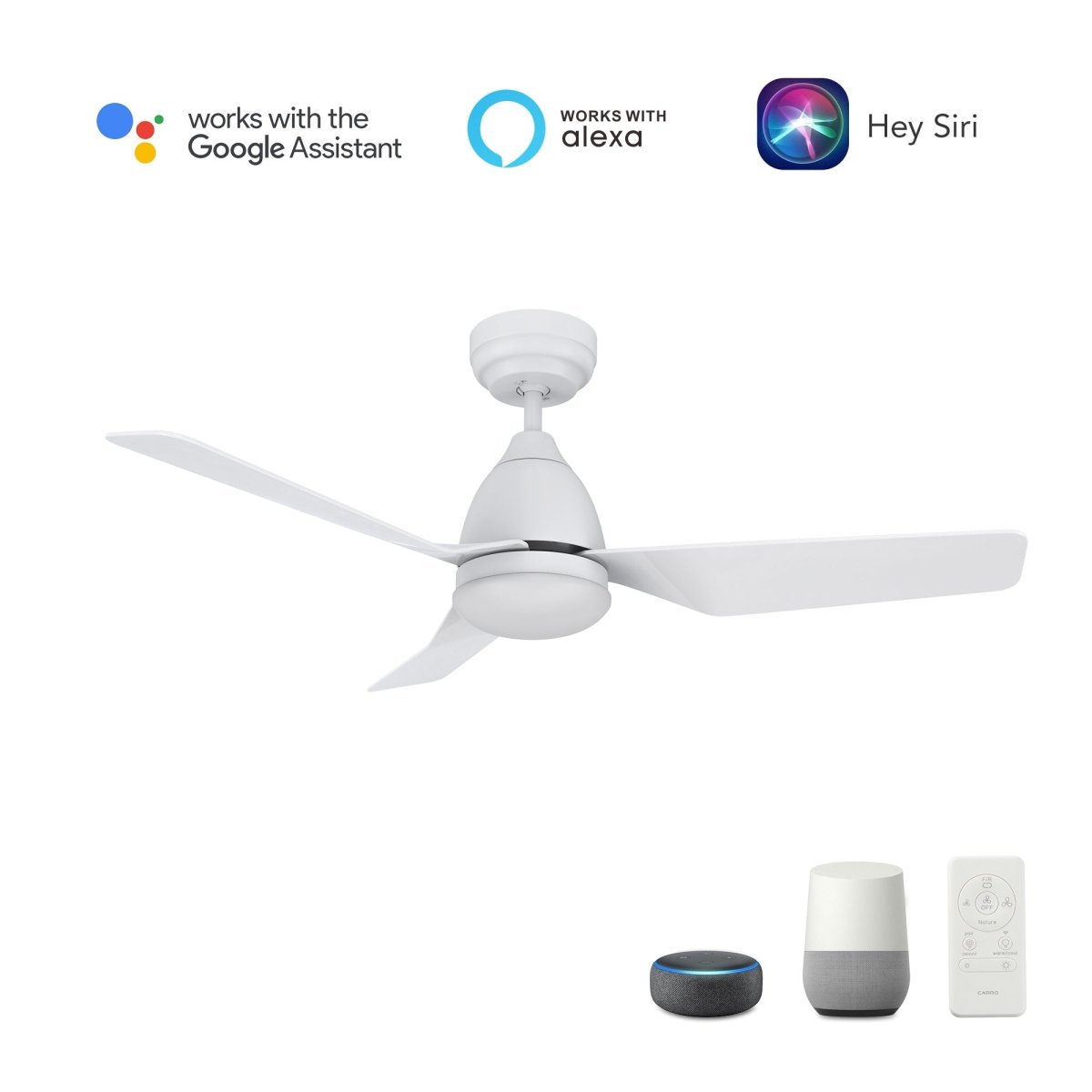 ROQUE 44 inch 3 - Blade Smart Ceiling Fan with LED Light & Remote - LEDMyPlace
