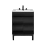 Rosie Freestanding 24 In. Bathroom Vanity With Integrated Ceramic Sink Top, 2 Doors & Adjustable Storage Shelves