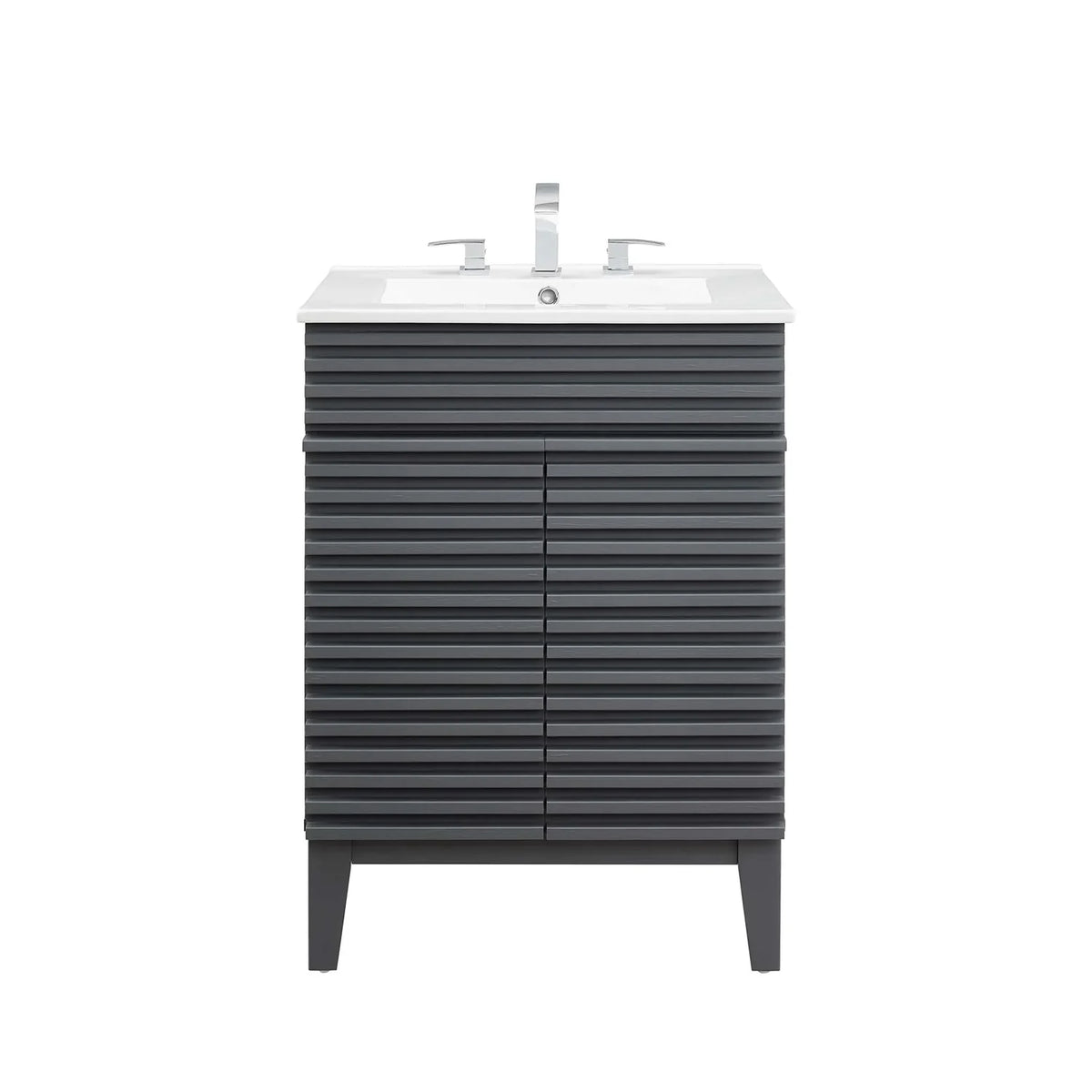 Rosie Freestanding 24 In. Bathroom Vanity With Integrated Ceramic Sink Top, 2 Doors & Adjustable Storage Shelves