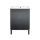 Rosie Freestanding 24 In. Bathroom Vanity With Integrated Ceramic Sink Top, 2 Doors & Adjustable Storage Shelves