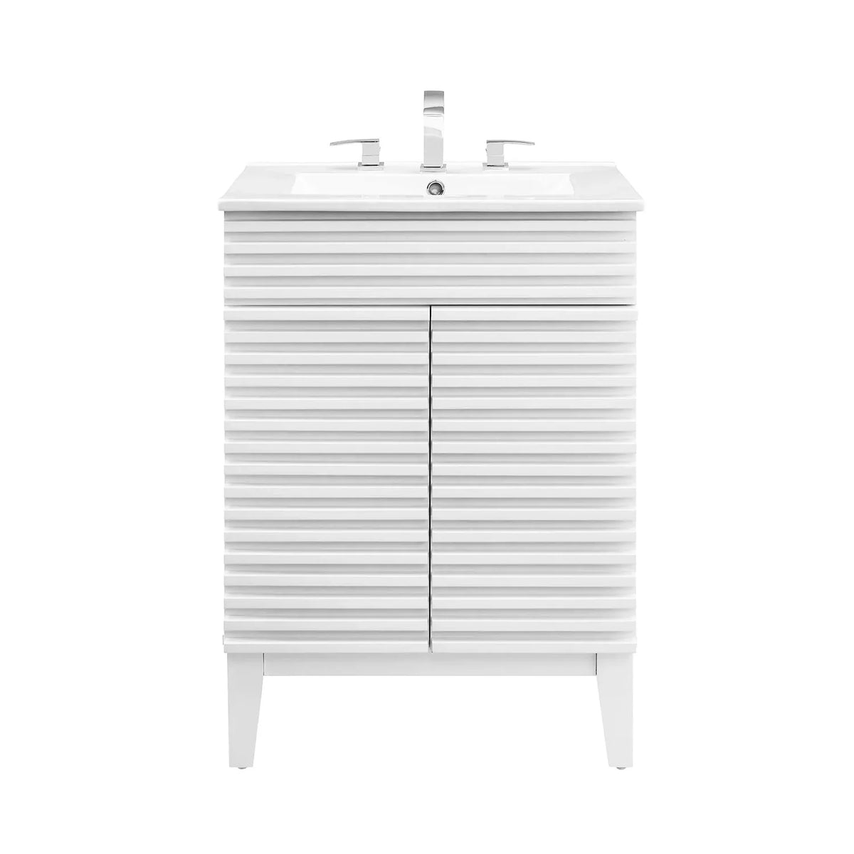 Rosie Freestanding 24 In. Bathroom Vanity With Integrated Ceramic Sink Top, 2 Doors & Adjustable Storage Shelves