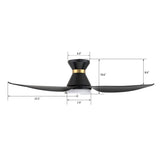 RYATT 45 inch 3 - Blade Flush Mount Smart Ceiling Fan with LED Light & Remote - LEDMyPlace