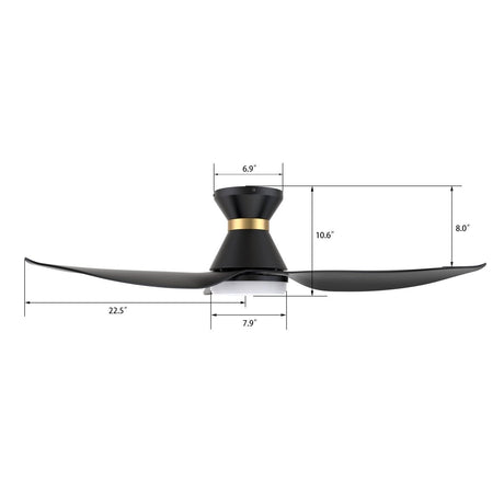 RYATT 45 inch 3 - Blade Flush Mount Smart Ceiling Fan with LED Light & Remote - LEDMyPlace