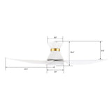 RYATT 45 inch 3 - Blade Flush Mount Smart Ceiling Fan with LED Light & Remote - LEDMyPlace
