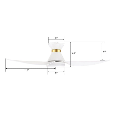 RYATT 45 inch 3 - Blade Flush Mount Smart Ceiling Fan with LED Light & Remote - LEDMyPlace