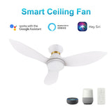 RYATT 45 inch 3 - Blade Flush Mount Smart Ceiling Fan with LED Light & Remote - LEDMyPlace