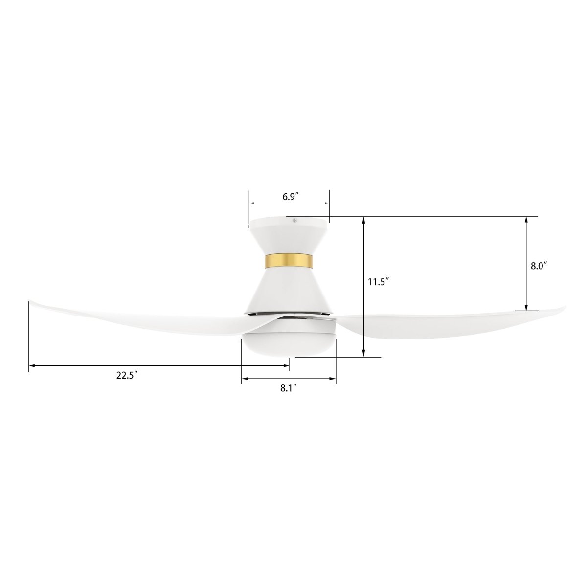 RYATT 45 inch 3 - Blade Flush Mount Smart Ceiling Fan with Remote & LED Light - LEDMyPlace