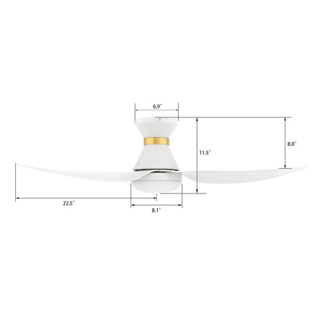 RYATT 45 inch 3 - Blade Flush Mount Smart Ceiling Fan with Remote & LED Light - LEDMyPlace