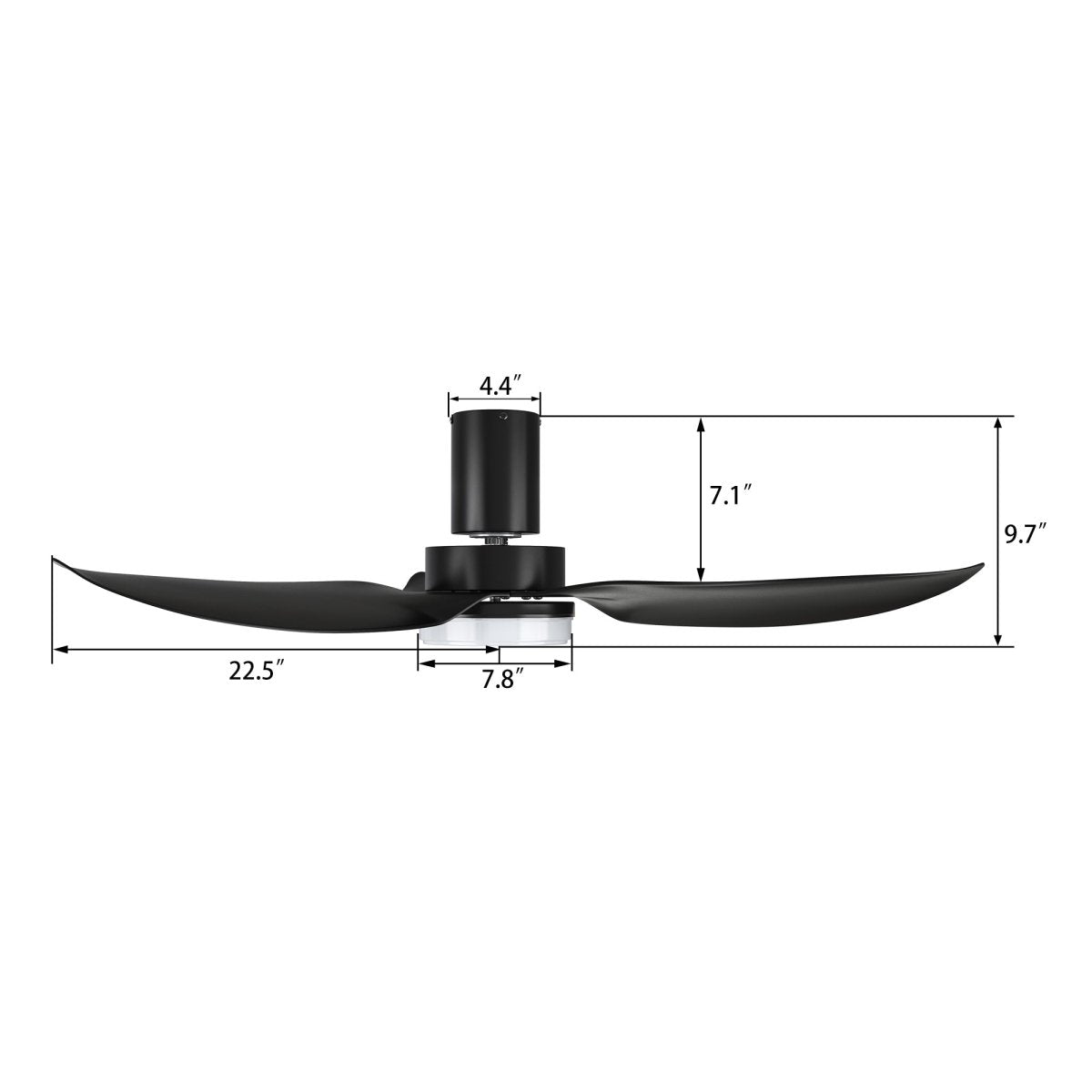 RYNA 45 inch 3 - Blade Flush Mount Smart Ceiling Fan with LED Light & Remote - LEDMyPlace