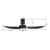 RYNA 45 inch 3 - Blade Flush Mount Smart Ceiling Fan with LED Light & Remote - LEDMyPlace