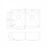 ZLINE 36 in. Niseko Farmhouse Apron Mount Double Bowl Stainless Steel Kitchen Sink with Bottom Grid (SA50D-36)