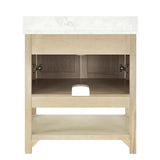 Salem Freestanding Solid Wood Bathroom Vanity With Carrara White Marble Sink Top & 4 In. Backsplash in Nature Wood Finish