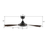 SALEM 52 inch 5 - Blade Smart Ceiling Fan with Remote - LEDMyPlace