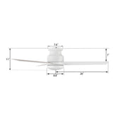 SANTANA 52 inch 3 - Blade Flush Mount Ceiling Fan with LED light & Remote - LEDMyPlace