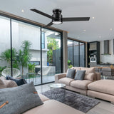 Santana 52 inch 3 blade flush mount ceiling fan with wall control white birchwood reversible blades - LEDMyPlace