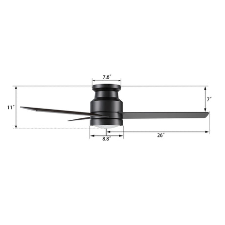Santana 52 inch 3 blade flush mount ceiling fan with wall control white birchwood reversible blades - LEDMyPlace