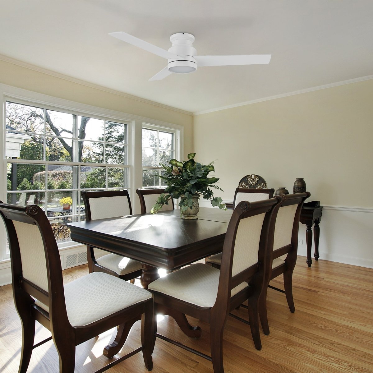 Santana 52 inch 3 blade flush mount ceiling fan with wall control white birchwood reversible blades - LEDMyPlace