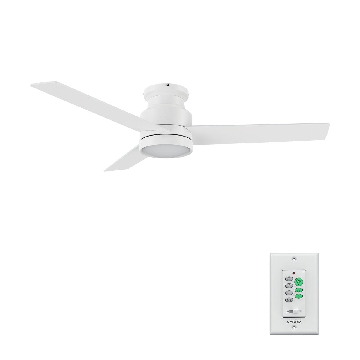 Santana 52 inch 3 blade flush mount ceiling fan with wall control white birchwood reversible blades - LEDMyPlace