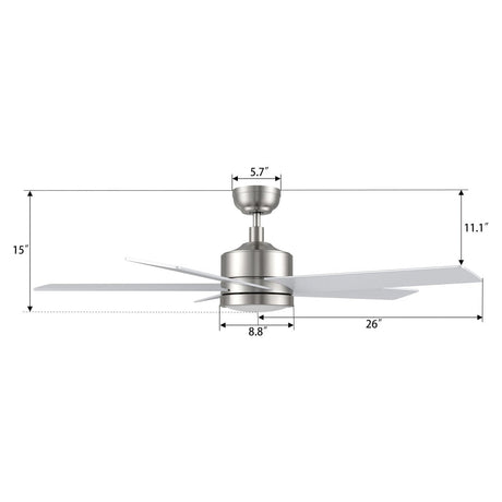 SANTANA 52 inch 5 - Blade Ceiling Fan with LED Light & Wall Control - LEDMyPlace
